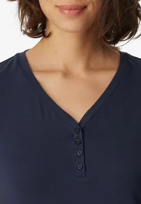 Produktbild von Schiesser Damen Langarmshirt Knopfleiste Gr. 48  blau