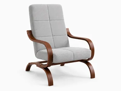 Zdjęcie produktu dla Fotel Relaxo wypoczynkowy salon drewno orzech materiał szary M24