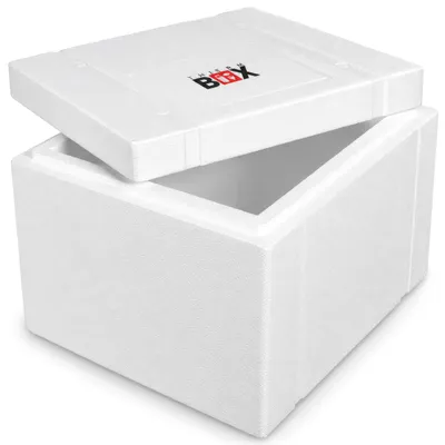 Produktbild von THERM BOX 53W Styroporbox 53 Liter Innen 47,5x38x29,5cm Thermobox Kühlbox 5 cm Wandstärke, Gurtführungsrillen, für Fischtransport und Angelreisen, Warmhaltebox, wiederverwendbar