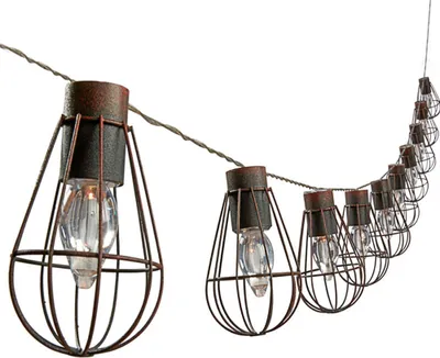 Produktbild von Dehner Solar Lichterkette Retro, mit 10 LED-Glühbirnen, warmweiß, Länge 330 cm, Metall, schwarz / braun