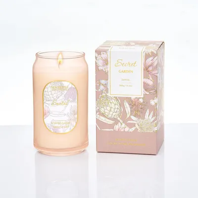 Image de Bougie parfumée Santal, 300g. Bougie en soja dans un pot en verre, durée de combustion : 60 heures