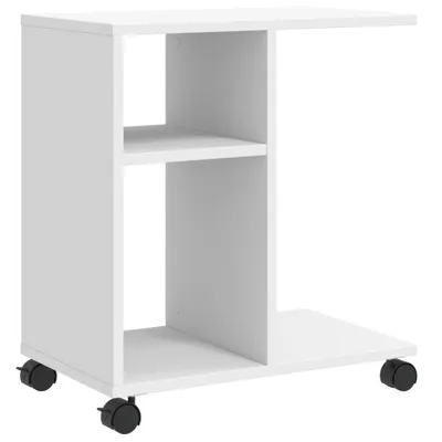 Produktbild von Beistelltisch mit Rollen Weiß 50x30x55 cm Holzwerkstoff