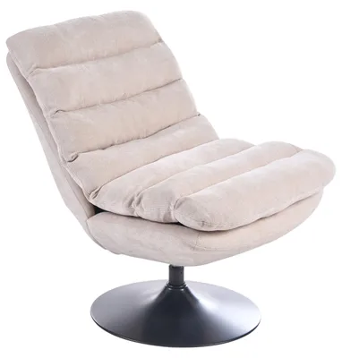 Produktbild von BELIANI Sessel Hellbeige Stoff Gepolstert mit Drehfunktion Drehbar Modernes Design Wohnzimmer Esszimmer Drehsessel Polstersessel Stoffsessel
