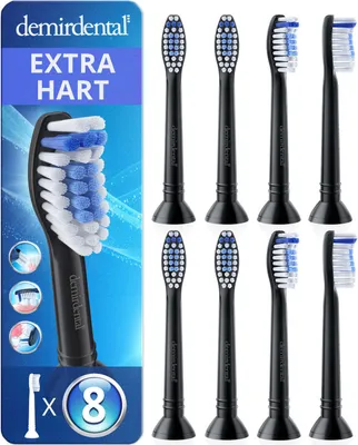 Produktbild von 8er demirdental Extra Clean | Harte Aufsteckbürsten für Philips Sonicare | Schwarz