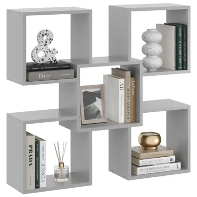 Produktbild von Wandregal Marta Grau – modernes Hängeregal für Bücher und Dekoration, stabile Regalwand für Wohnzimmer, Büro und Flur