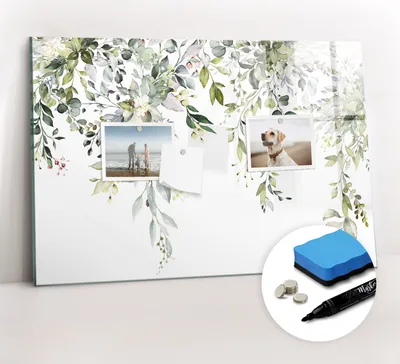 Produktbild von Magnetpinnwand Memoboard - Zubehörsatz - Schwarzer Marker + Schwamm + Magnete - 60 x 40 cm - Blühende Natur