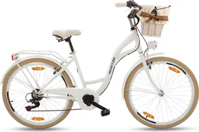 Produktbild von Goetze Mood 26 Zoll City Bike, 17 Zoll ALU Tiefeinsteigerrahmen, 6-Gang Shimano Tourney, V-Bremse, LED-Beleuchtung, Komfortsattel, Rattankorb