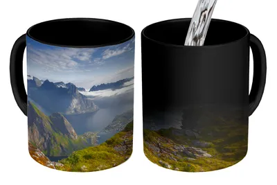Obrázek produktu pro MuchoWow® Kouzelný pohár Východ slunce v Norsku 350 ml Barva měnící se pohár Dárkový nápad - foto hrnek
