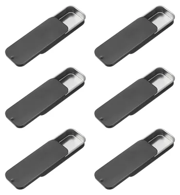 6 Metall-Schiebedeckeldosen, rechteckig, 8,9x3,3x0,1 cm, schwarz