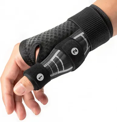 Produktbild von Handgelenkbandage L/XL, graue Handsschiene mit 2 Daumenstützen, für Karpaltunnelsyndrom