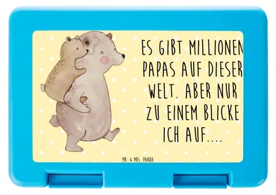 Produktbild von Mr. & Mrs. Panda Brotbehälter Papa Bär - Gelb Pastell - Geschenk, Lebensmittel Aufbewahrungsbox, Snackbox, Vorratsdose, Vorratsbehälter, Vatertag, Snackdose, Geburtstag