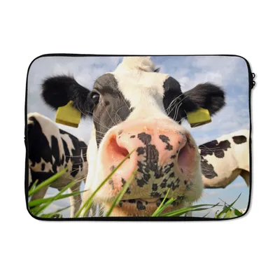 Produktbild von MuchoWow® Laptop Hülle 14 ZollKuh - Bauernhof - Gras - Tiere Laptoptasche - Laptoptasche - Stoßsicher - Schutzhaube