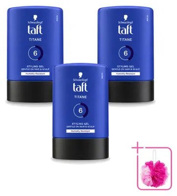 Image de 3 gels coiffants Taft Men Power Titane, tenue forte, 300 ml chacun, lot de 3