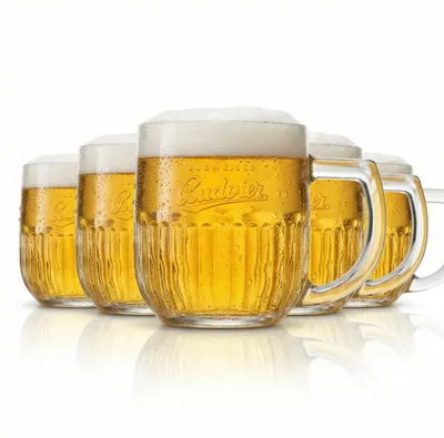 Produktbild von 6x Budweiser Budvar Bierglas 0,5l – Relief Krug geeicht robustes 6er Set Gastro