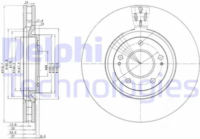 Produktbild von 2x DELPHI Bremsscheibe BG3988 für MITSUBISHI Lancer VII Limousine (CS_A CT_A)