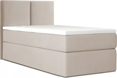 Produktbild von Bett Boxspringbett Continentalbett STAR MINI mit Bonell Matratze Einzelbett mit Container H3 (100x200 cm, Beige - Itaka 46, mit Topper VISCO)