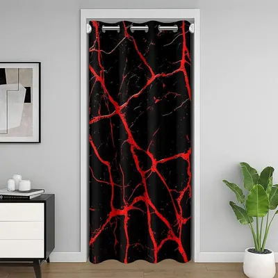 Produktbild von Türvorhang Geometrisch Rot Schwarz 86x203cm Raumteiler Kinderzimmer