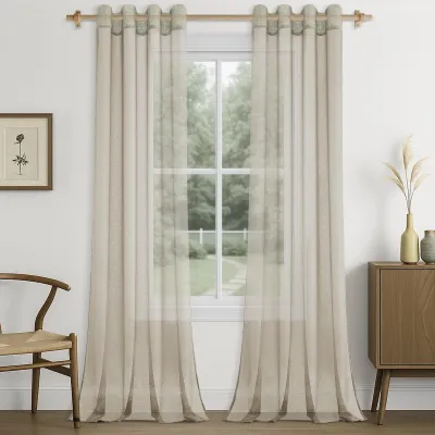 Immagine prodotto di Tende a velo semitrasparenti con passanti - Beige, 140 x 245 cm
