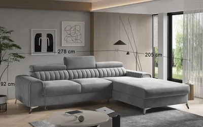 Produktbild von NABBI Ecksofa mit Klapp- und Stauraum Granada P - hellgrau