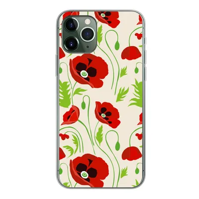 Produktbild von MuchoWow® Handyhülle Schutzhülle Hülle für iPhone 11 Pro Blumen - Mohn - Muster Silikon Softcase Handy Hülle - Handy