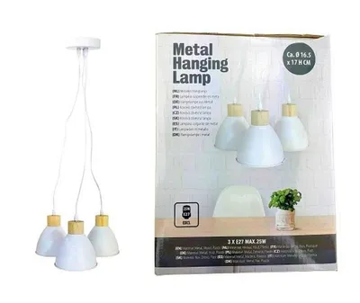 Image de Lampe à suspendre en métal avec trois abat-jour | Blanc