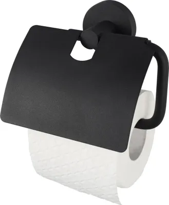 Produktbild von Haceka Kosmos toiletrolhouder met klep 14,3x5x12,9cm zwart