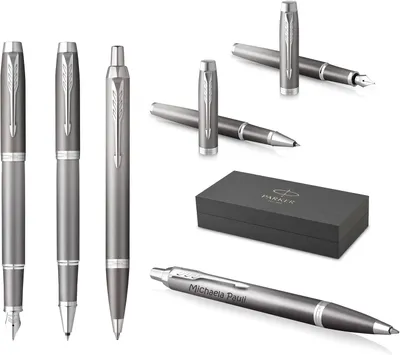 Productafbeelding van Parker IM Rituals balpennen en vulpen - Set van 3 - Stift - Geschenkdoos - Gepersonaliseerd - Verjaardag (Grey Chrome)