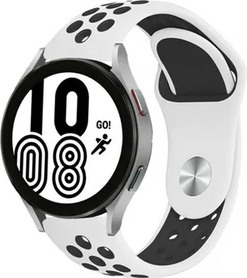 Produktbild von Strap-it Samsung Galaxy Watch 4 - 44mm Sportarmband (Weiß/Schwarz)