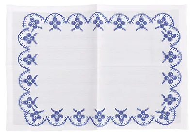 Immagine prodotto di Set di tovagliette per la tavola da pranzo, resistente al calore, antiscivolo, lavabile, tovagliette in cotone con ricamo blu
