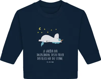Produktbild von Mr. & Mrs. Panda Organic Baby Pullover Einhorn Sternenhimmel 24. - 36. Monat - French Navy - Geschenk, Sterne, Unicorn, Bullover, Verrückt, Einhörner