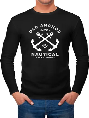 Produktbild von Herren Long-Sleeve gekreuzte Anker Old Anchor Nautical Langarm-Shirt Neverless® schwarz S