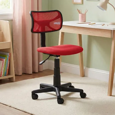 Produktbild von Schreibtischstuhl für Kinder MILAN höhenverstellbar, Rot - Drehstuhl für Kinderzimmer, ergonomisch geformte Rückenlehne mit atmungsaktivem Mesh, stabile Doppelrollen [max. Belastbarkeit 50kg]