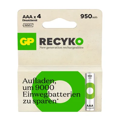 Zdjęcie produktu dla GP GPRCK95AAA105C4 4 GP Akkus ReCyko+ Micro AAA 950 mAh