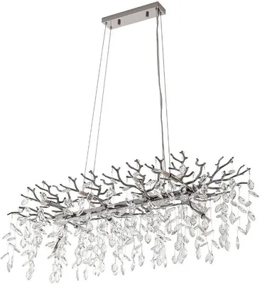 Image de Suspension Bellora (moderne), en chrome et en cristal (10 ampoules, culot G9) - Lampe de plafond, lampe de salle à manger, suspension, lustre, lampe de salon