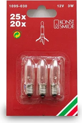 Produktbild von Konstsmide 1095-030 Ersatzbirne, 3er-Blister, klar, 12V, 3W, E10 Schraubgewinde