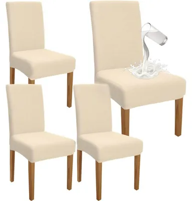 Produktbild von Esszimmerstuhlbezüge wasserdicht 4er Set Beige