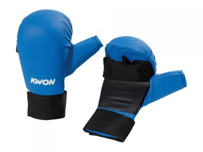 Produktbild von Karate Handschützer mit Daumenschlaufe CE. in 2 Farben blau M