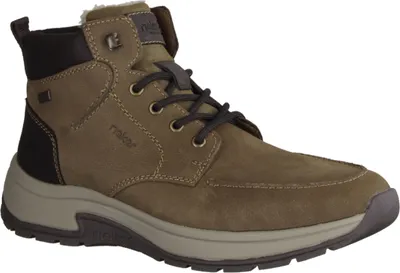 A single brown boot is shown against a white background.