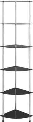 Obrázok produktu pre vidaXL Regál so 6 policami čierny 30x30x160 cm tvrdené sklo