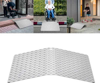 Obrázek produktu pro LARS360 Přenosná 100 cm dlouhá prahová rampa pro vozíčkáře, šířka 70 cm, výška 10 cm, protiskluzový prahový most pro vnitřní i venkovní použití