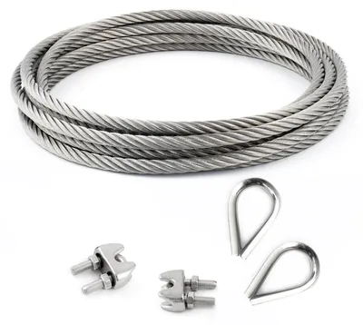Produktbild von Set aus Edelstahl-Drahtseilen mit Clips