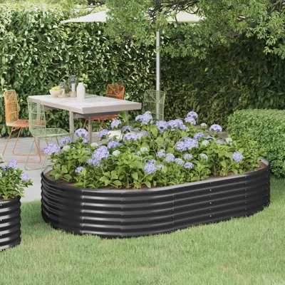 Produktbild von "SALE 2026"Garten-Pflanzgefäß/Hochbeet Moderne - Pflanzkübel - Blumentopf Verzinkter Stahl 214x140x36cm Anthrazit DE760189 - Beete