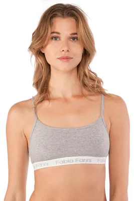 Produktbild von Fabio Farini - 1 Stück Frauen Unterwäsche - Damen Sport-BH aus Baumwolle mit Strech-Anteil bügellos, mit Spaghettiträgern und Logo-Bund