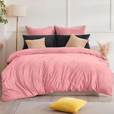 Productafbeelding van TRANKIELO® - Warm flanellen beddengoedset 200 x 200 cm – Pluizig dekbedovertrek + 2 kussenslopen – Machinewasbaar
