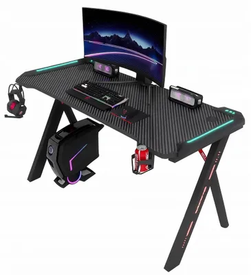 Zdjęcie produktu dla Biurko Gamingowe Komputerowe Stół dla Gracza Nowoczesne LED 140 cm czarne