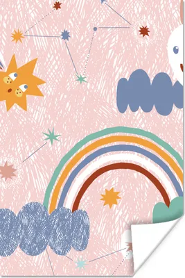 Produktbild von MuchoWow® Poster Regenbogen - Kinder - Wolken 120x180 cm - Kunstposter