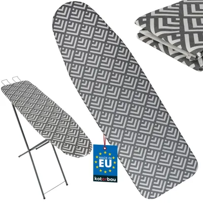Obrázek produktu pro KOTARBAU® Potah na žehlicí prkno 128 x 48 cm, tepelně odrazivý, potah na standardní žehlicí prkno a parní žehlicí stanici, bavlna + filc, šedé čtverce