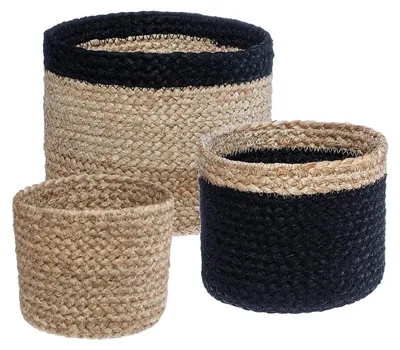 Produktbild von Atmosphera Créateur d'intérieur Aufbewahrungskorb 3er Set Jute braun schwarz 14,5 cm x 19 cm