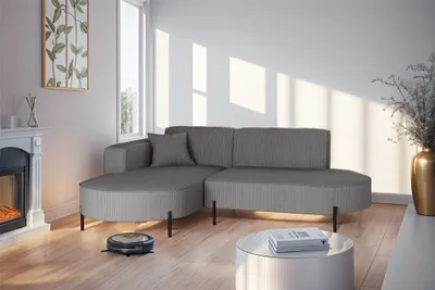 Produktbild von Ecksofa Designersofa VALENCIA XS in Stoff Scala Grau Ottomane Links