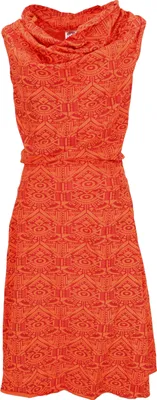 Produktbild von Ethno Minikleid, Goakleid mit Wasserfallkragen, Druck - Rostorange, Damen, Baumwolle, Größe: S